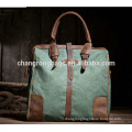 13 inch Green Canvas Bag /Canvas Messenger Bag/ Leisure Canvas Handbag Leather /Canvas Crossbody Bags /canvas tote with leather